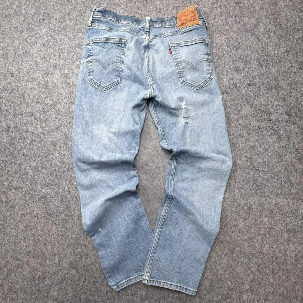Levi's 514 Jeans Mens 32x30 Blue Ripped Distressed Straight Leg Denim Pants